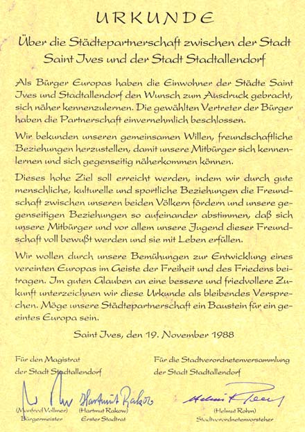Urkunde auf Deutsch